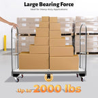 64.6Lx15.7H U-Boat Platform Truck Dolly, 2000lbs Heavy Duty U Boat Cart Steel with 6PCS Wheel Caster and 2 Side Fences for for Industrial, Retail, Warehouse