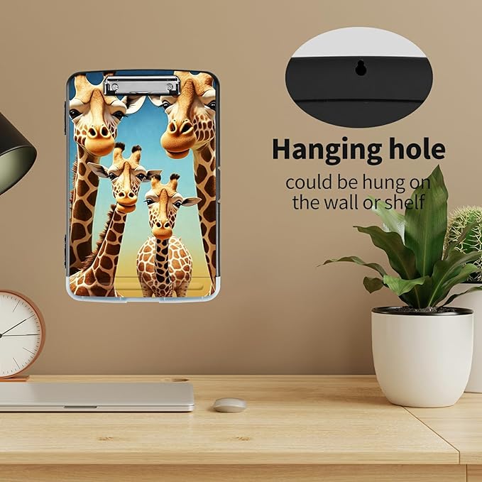 Clipboard with Storage High Capacity Plastic Nursing Clipboards with Pen Holder File Folder Storage Box Clipboard with Heavy Duty Clips for Teacher,Doctor,Offices-Giraffe
