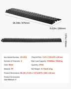 VEVOR 2 Pack Drop Over Cable Cover, 2 Channel Heavy Duty Cable Hose Protector Ramp, 38.3'' Floor Cord Cover, 17,500 lbs/Axle Load Capacity, for Traffic Areas, Indoor, Outdoor, Home, Office, Warehouse