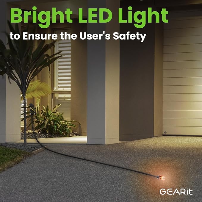 GEARit 360 Rotating Plug Indoor Outdoor Extension Cord Waterproof 25ft - 16 Gauge 16/3 AWG, 13A 1625W, 3 Prong Heavy Duty Extension Cord Weatherproof Power Cable for Outdoor Landscaping, Lights, ETL