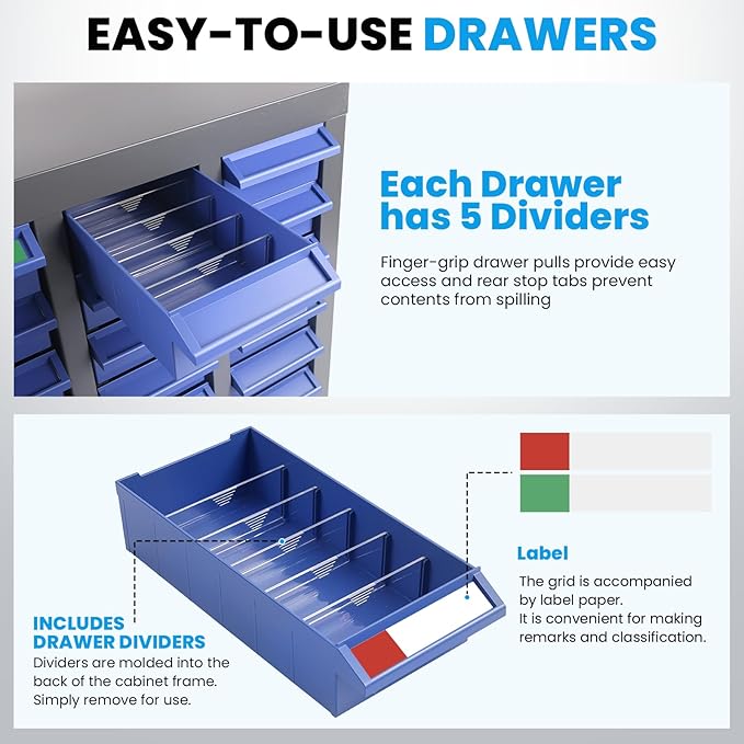 100 Drawers Bolt and Nut Tool Storage Cabinet with Shelves & Labels - Part Cabinet Bolt Bin Cabinets, Alloy Steel Tool Hardware Storage for Hardware Organization Small Items and Parts (100 Drawers)