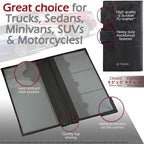 Auto Insurance and Registration Card Holder - Vehicle Glove Box Document Organizer - Car Essential Paperwork Holder for DMV, AAA, Contact Information Cards - Premium PU Leather Wallet Case - Black