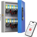 WeHere 32 Key Lock Box (Plus) Wall Mount, APP Bluetooth/OTP/Wi-Fi/Fixed Code/Key Unlock, Smart Key Cabinet with Tag, Key Organizer Holder box Management Directory for Office, Valet, Car,Truck