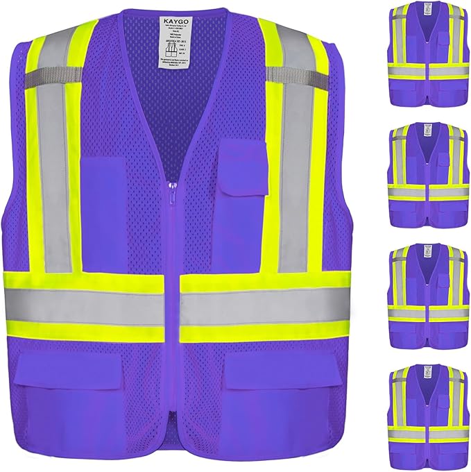 KAYGO Safety Vest with Pockets - High Visibility Reflective Vest ANSI Class 2 Construction Vest