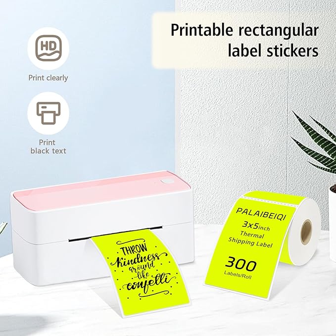 3x5 Inch Thermal Label Stickers,300Pcs Waterproof Rectangle Labels for Storage Bins,Moving Boxes,Address & Inventory Organization,Small Business Labeling,Fluorescent Yellow