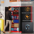 Metal Garage Storage Cabinets with Lock, 72" Tall Tool Cabinet with 2 Door and 5 Adjustable Shelves, Locking Garage Cabinets and Lockable Steel Locker for Home Office Warehouse-(Red Black-72”H)