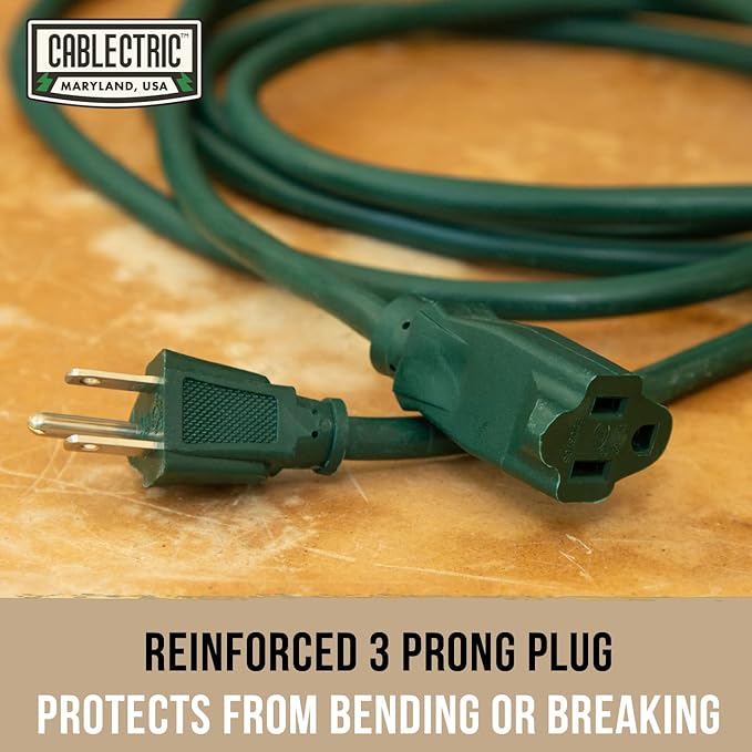 Long Outdoor Extension Cord 200 ft - 16/3 SJTW Green Extension Cord 3 Prong Grounded Plug, Weatherproof Heavy Duty Exterior Power Cable Great for Outside, Landscaping & Lawn - UL Certified