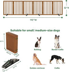 Dog Gates for Doorways, Tall Dog Gate Indoor, Foldable Pet Gates for Doorways Bedroom, Freestanding Puppy Gate with Metal Support Feet, Room Divider,6 Panels (Walnut)