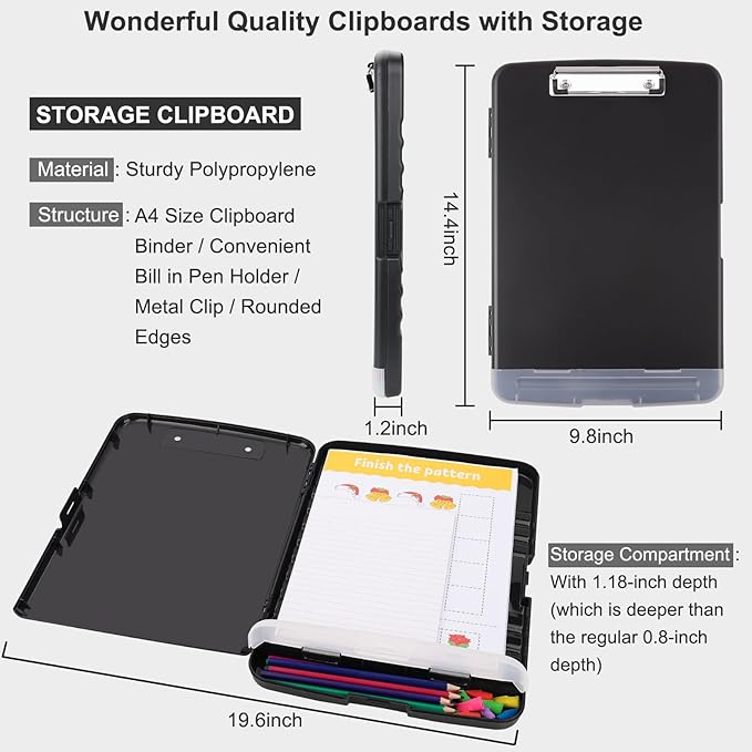 SFLHHDM Clipboard with Storage, Clip Boards 8.5x11, Plastic Clipboards with Pen Holder, Clip Board with Storage Compartments, Nurse Clipboard with Storage for Classroom, Student, Teacher