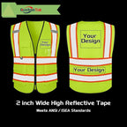 Custom Safety Vest with Logo Pockets High Visibility Reflective Vests Construction Security Workwear