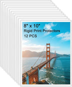 12PCS 8" x 10" Clear Rigid Card Sleeves – Waterproof Hard Plastic Protectors for Postcards, Prints, Photos, Trading & Sports Cards – Top Load Jumbo Sheet Holders