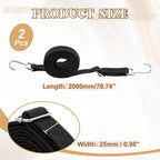uxcell 2Pcs Adjustable Bungee Cords with Hooks, 79 Inch Flat Heavy Duty Elasticity Straps Rubber Bungee Cords with Buckle for Outdoor, Camping, Tarp, Bike Rack, Luggage, Black