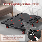 Furniture Dolly, Furniture Movers Dollies Heavy Duty,Large Moving Dolly Cart with 4 Wheels,24in-16in Hand Truck Folding Cart,360° Swivel Wheels Mute Portable 660lb Capacity,2 Pack,Black