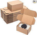 Shipping Boxes 6x4x3" 25 Pack - Brown Kraft Corrugated Cardboard Mailing Box for Small Business, Medium Literature Mailer Packaging Supplies