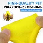 Automotive Wire Loom Tubing, Split Braided Cord Protectors from Pets No Chew, Flexible Cable Sleeve Cable Management for TV/Computer/Electric Wires (Yellow, 3/4"-10ft)