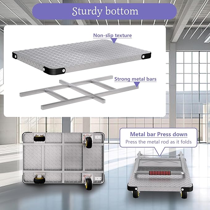 Heavy Duty Platform Truck Cart Foldable Flat Cart Push Cart Dolly Large Platform Cart w/ 5'' Swivel Wheels 2000LBS Capacity Moving Hand Dolly for Groceries, Garage, Warehouse (35'' L x 22.5'' W)