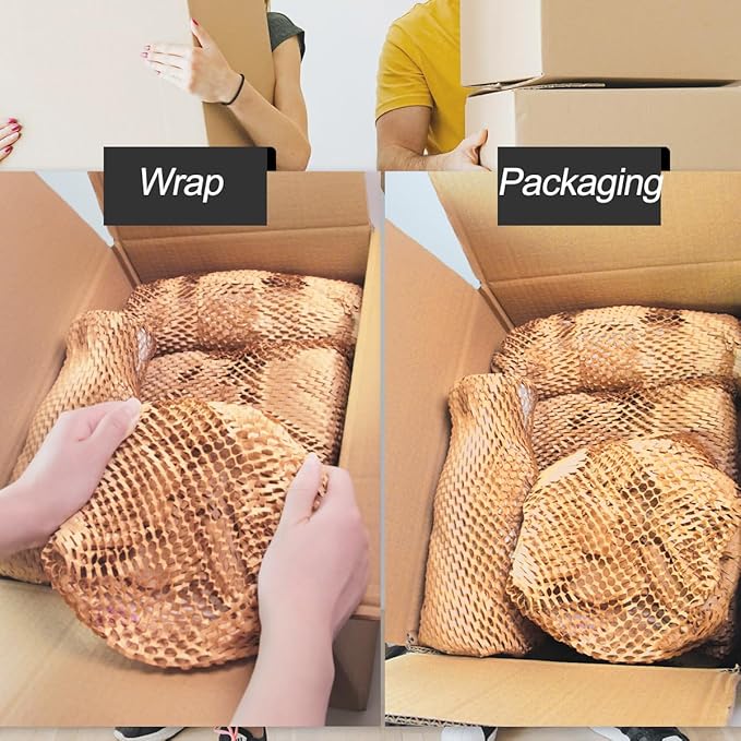 Kitchen Moving Supplies Dishes Packing Kit Moving Supplies for Glassware Plates 15"x230' Eco Friendly Shipping Paper for Fragile Items Bubble Cushion Wrap Roll Recyclable Honeycomb Wrapping Paper