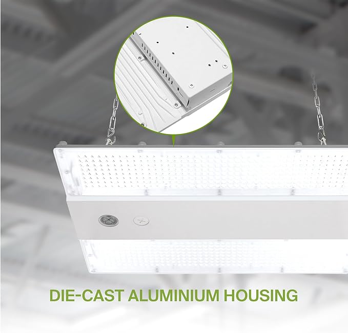 ASD LED Linear High Bay Light Fixture, Commercial Shop Lighting | 3CCT, Dimmable, Power Adjustable, DLC Premium, UL Listed | 220W 36000LM 3500-5000K 100-277V | Warehouse, Garage, Workshop Lamp | White