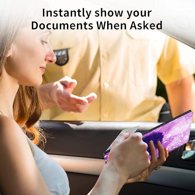Car Registration and Insurance Holder, Leather Car Glove Box Organizer, Cool Car Accessories for ID, Driver's License Cards & Essential Document,business cards,Men&WomenPurple African Womans
