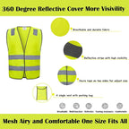 Safety Vests 20 Pack Bulk - Yellow Reflective High Visibility Construction ANSI Class 2 Work Vests for Men,Woman,Hi Vis Mesh and Neon Silver Strip
