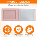 HARFINGTON Car Registration and Insurance Holder PU Leather Vehicle Glove Box Organizer Storage Accessories Car ID Holder with 4 Pockets for License ID Card Bank Card Documents, Pink