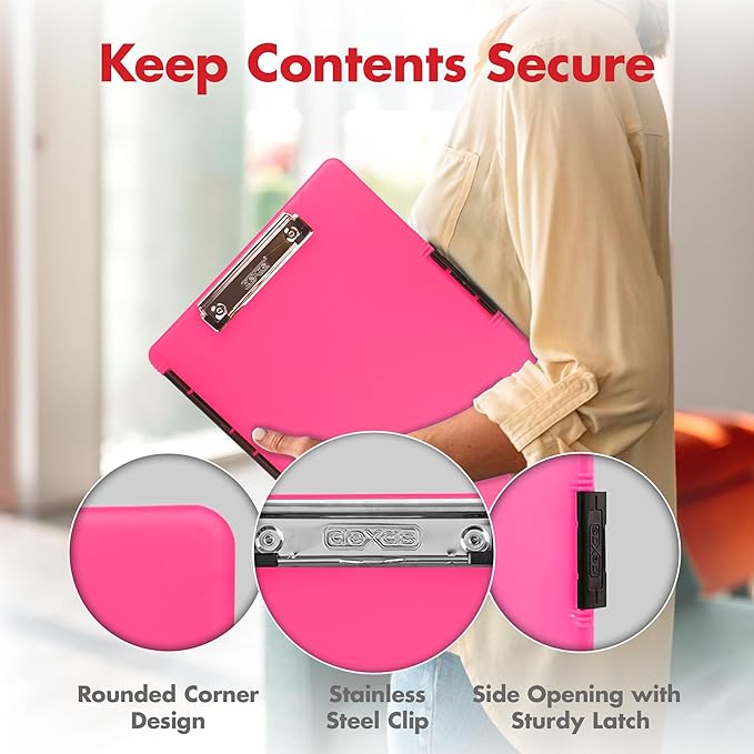 Dexas Slimcase 2 Plastic Clipboard with Storage and Side Opening