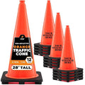 Xpose Safety 28 Inch Orange Traffic Cones, 12-Pack - Multipurpose PVC Plastic Safety Cone for Parking, Soccer, Caution, Kids and Construction - DOT Approved