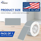 Perco Grey 3x5 Inch Perforated Sticker Labels — 150 Stickers Per Roll — with Permanent Adhesive for Inventory Management, Color Coding, Moving Boxes, Retail, Organizing, Crafting & More — Made in USA
