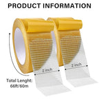 WINNOW Heavy Duty Double Sided Rug Tape 2 Inch x 66 Feet – Carpet Tape Gripper for Wood, Tile & Carpet, Non‑Slip, Strong Hold, Removable, 2 Rolls