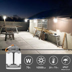 70w LED Temporary Work Light,10500Lm 5000K Super Bright Construction Lights 4 Adjustable Light Panels,Led Work Light IP67 Dust Waterproof with Hook Portable Linkable for Job Site Garage Lighting