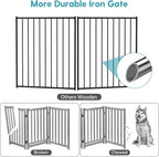 No Pawblems Free Standing Dog Gate with Door, 30'' Tall Foldable Dog Fence for Indoor & Outdoor, Up to 52 Inch Extra Wide Puppy Gate for Stairs, Hallways, Doorways, Deck, Yard (Black, 2 Panels)
