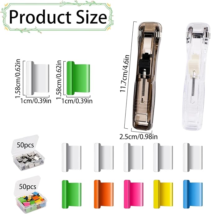 2 Pcs Clam Clip Dispensers Recyclable Handheld Paper Clip Dispenser with 100 Pcs Clam Clip Refills Portable Fast Paper Clipper for Desktop Document Office School Home (Black and Transparent)