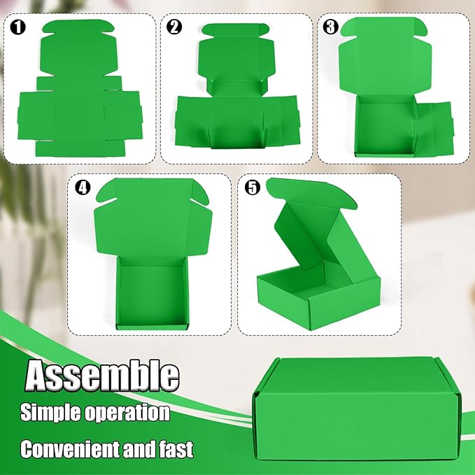 Small Shipping Boxes, 50 Pack Cardboard Box Corrugated Mailer Boxes Small Corrugated Boxes For Shipping Packaging Craft Gifts Giving Products, 6 x 4 x 1.6 Inches (Grass Green)