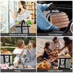 Insulated Reusable Tote Bag for Grocery Shopping for Women, Insulated Pizza/Food Delivery Bag to Keep Food Cold/Hot, Waterproof PRO, Grey, 1PK