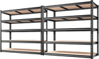 REIBII 48" W Garage Shelving Heavy Duty, 3000LBS Storage Shelves, 5-Tier Adjustable Metal Shelving, Garage Shelves Sturdy Industrial Shelf, Easy Assemble, 72" H x 48" W x 18" D, 2PC