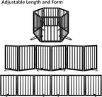 Extra Wide Dog Gate 110 inches Wide, Freestanding Pet Gate for The House Doorway, Pet Puppy Barrier, Support Feet Included, Black,6 Panels