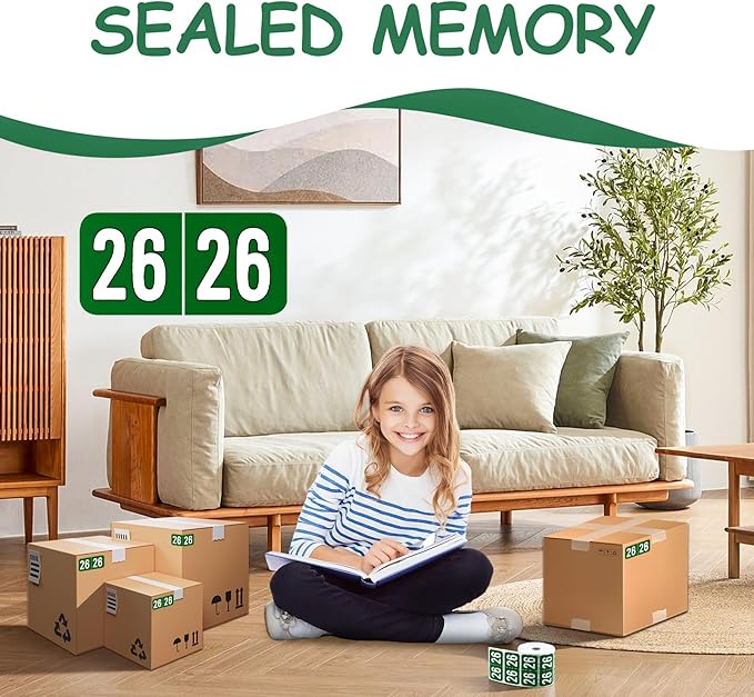 500 Pcs 2026 Year Stickers, Waterproof File Folder Labels, Self-Adhesive Rectangle Tabs for End Folders and Envelopes, Number Tabs, Office and Home Supplies (Green)