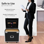 Rolling Cart for Teachers, Rolling File Cart with Hanging Folders, Portable File Box with Handle, Aluminum Alloy, Passcode Lock, Black