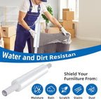 15in Stretch Wrap Roll with Handle, Heavy Duty 1200ft Shrink Wrap Roll, Clear 60 Gauge Industrial Strength Stretch Film with Extended Cardboard Handles, Plastic Wrap for Pallet Packing Moving(2 Rolls)