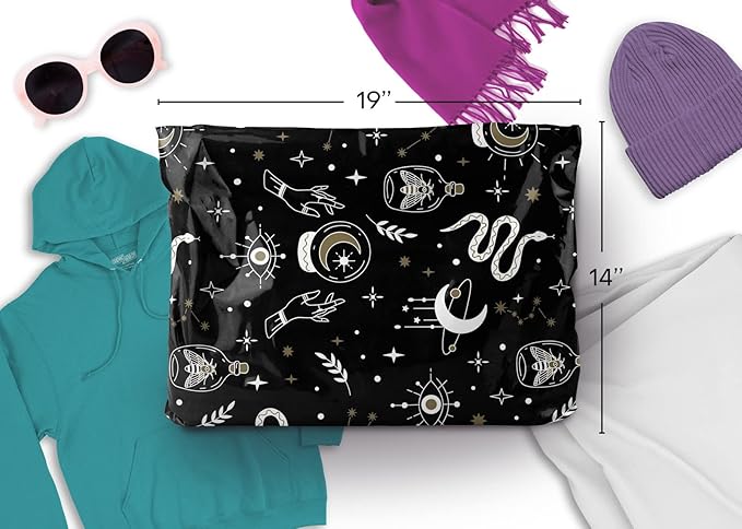 Package Mint Poly Mailers 14x19 100 Pack | Waterproof & Tear Resistant Mailing Envelopes | Small Business Supplies | Shipping Bags for Clothes | Cute Small Business Bags - Celestial Magic