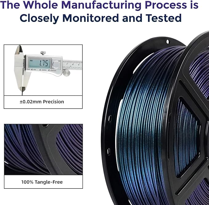 FLASHFORGE PETG Pro Filament 1.75mm +/- 0.02mm Burnt Titanium, Color Changeable 3D Printer Filament 1kg, Chameleon 3D Printing Filament Changing Colors with Light, Perfectly Hide The Layer Line