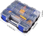 Small Parts Organizer Box Storage Case Tools Box Organizer Double Side 34 Compartments Hardware Organizers with Removable Plastic Dividers for Screws Nuts Nails Bolts, 2 Pack