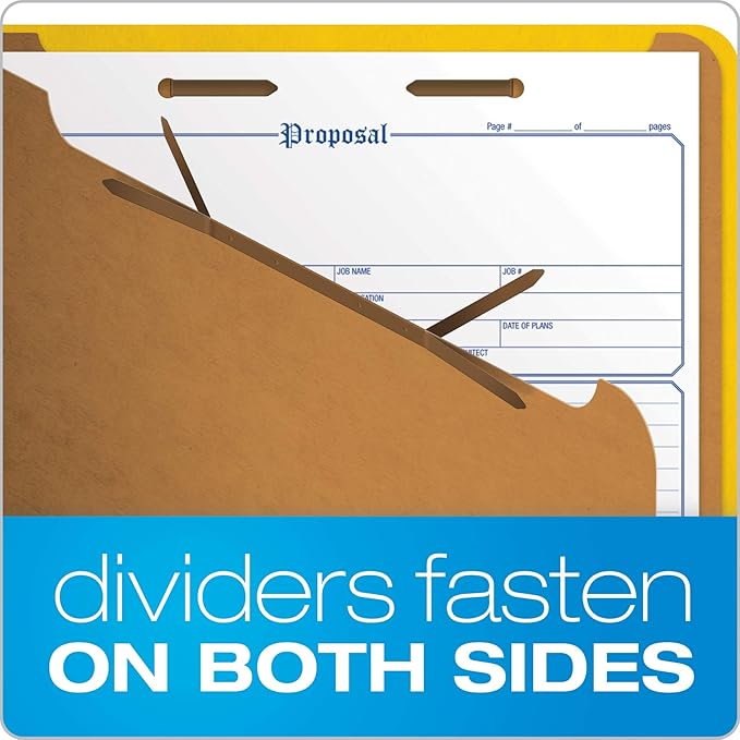 Pendaflex Classification Folders, 2 Dividers, 2" Fasteners, Letter Size, Yellow, 10/Box (24134P)