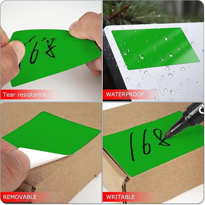 Green Rectangle Stickers 3 x 2 Inch Color Coding Labels Vinyl Roll Self-Adhesive Waterproof Removable 500 PCS