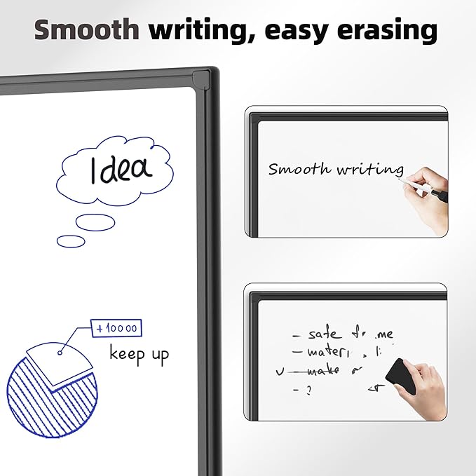 VUSIGN 24'' x 18'' Magnetic White Board for Wall, Dry Erase Board with Black Aluminium Frame, Hanging Whiteboard for Home, School,Office - Accessories Included
