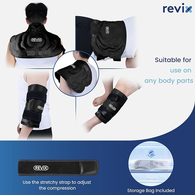 REVIX 20'' XXXL Reusable Ice Knee Wrap for Discomfort Reduction, Extra Large Cold Therapy Gel Pack for Knee, Back, Shoulder Relaxation and Post-Workout Recovery, Soft Plush Lining Cold Pack