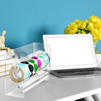 Qilery Adjustable Label Dispenser Acrylic Roll Sticker Dispenser Sticker Holder Organizer Label Stand for Holding Office and Home(7 Disks)