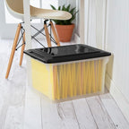 Sterilite 8 Pack File Box Organizer Storage Tote, Clear Bankers Box with Black Lid