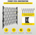 VEVOR Single Folding Security Gate, 51.57" H x 74" W, Steel Accordion Door, Flexible Expanding Barricade, 360 Rolling Scissor Gate With Padlock