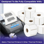 CEPRICO 2.25”X1.25” Direct Thermal Barcode Address Self Adhesive Perforated Waterproof White Sticker Label - Compatible w/Zebra Thermal Printers - FBA Shipping Labels - 12 Rolls (1000 Labels/Roll)